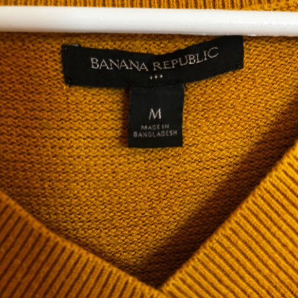 Banana Republic Mustard Sweater w/ white stripe on sleeves - Picture 3 of 3